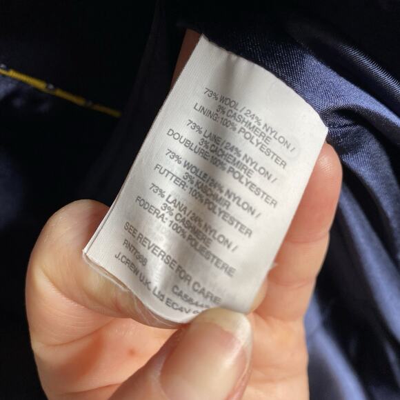 J. Crew Icon Trench Coat Wool Cashmere Navy Winter Classic Nello Gori Size 00 - Picture 3 of 6